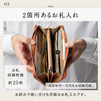 牛革 スキミング防止機能付き YKKラウンドファスナー 長財布