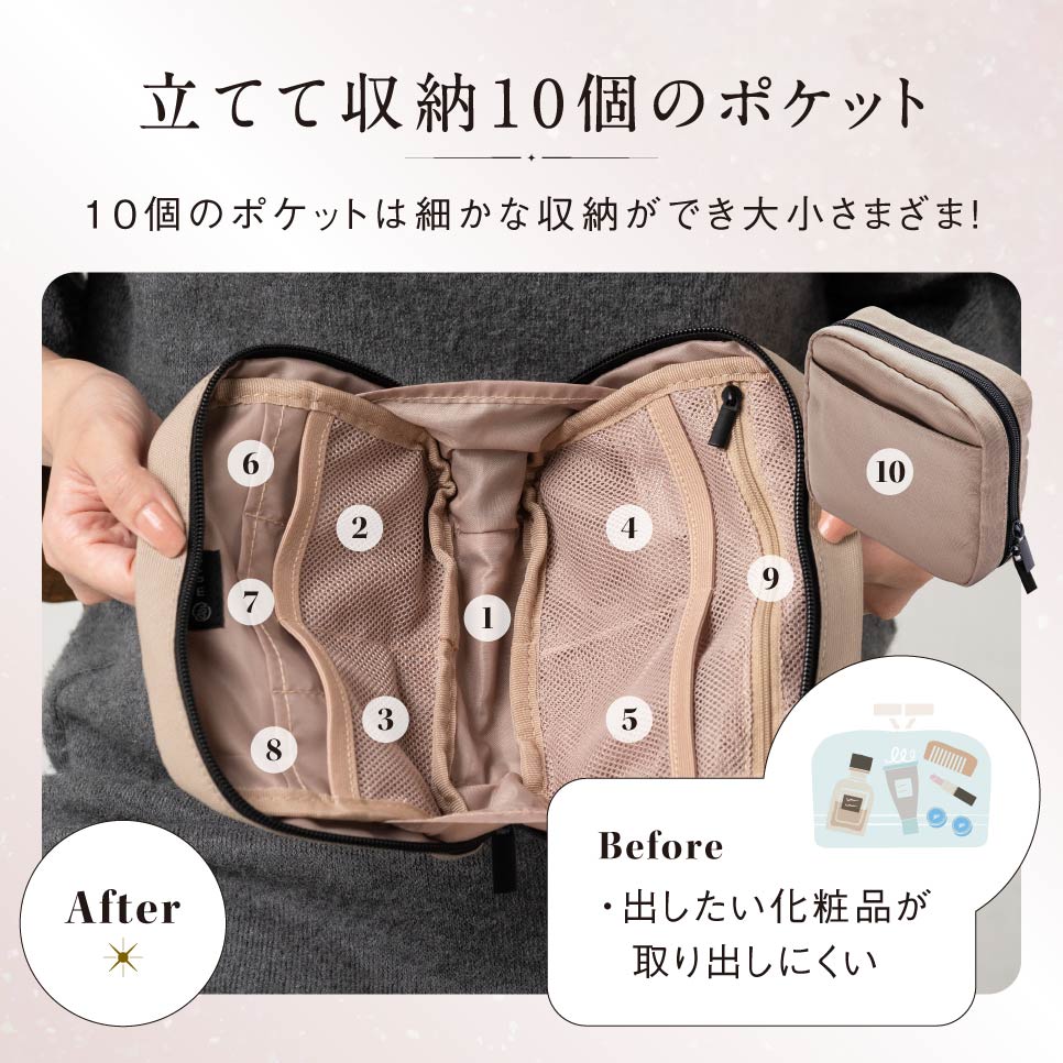 サスティナブル R-PET 撥水抗菌 中身が一目でわかる スクエア メイク 化粧ポーチ