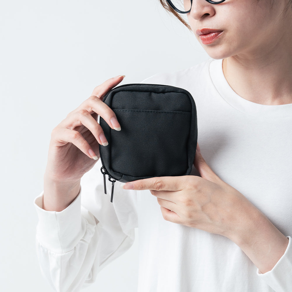 サスティナブル R-PET 撥水抗菌 中身が一目でわかる スクエア メイク ミニ 化粧ポーチ