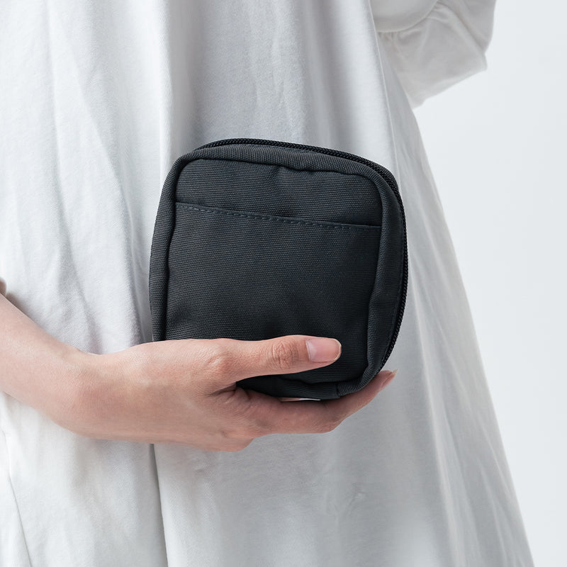 サスティナブル R-PET 撥水抗菌 中身が一目でわかる スクエア メイク ミニ 化粧ポーチ