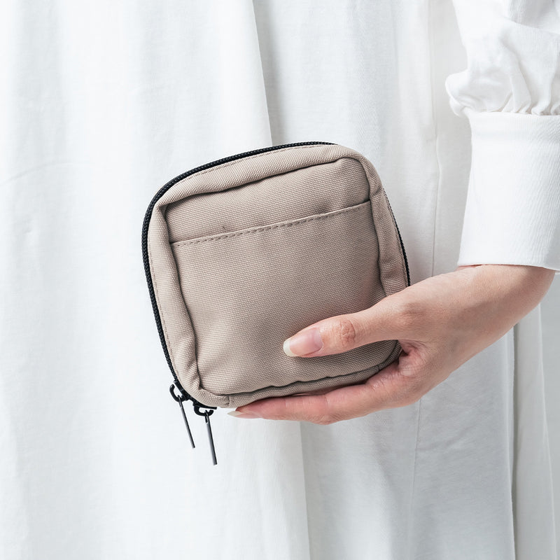 サスティナブル R-PET 撥水抗菌 中身が一目でわかる スクエア メイク ミニ 化粧ポーチ