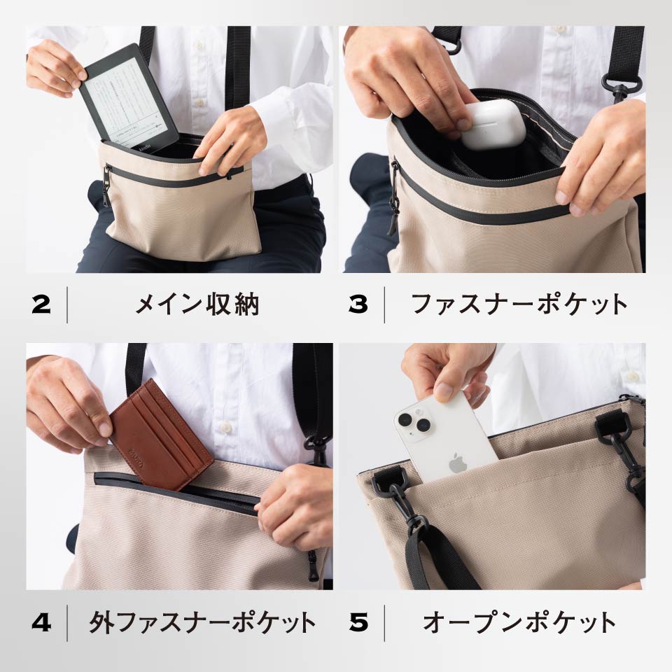 R-PET(リサイクルポリエステル) 撥水 抗菌 サステナブル サコッシュ