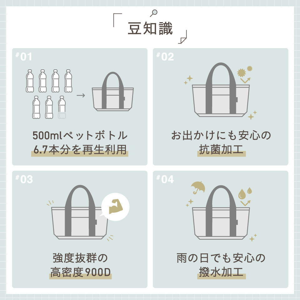 R-PET(リサイクルポリエステル) 撥水 抗菌 仕切り付き ミニ トートバッグ