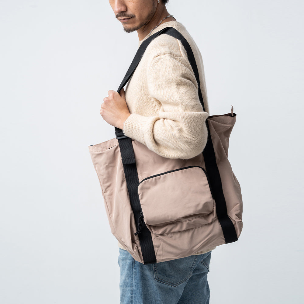 形状記憶ポリエステル使用 撥水 軽量 大容量 折りたたみ トートバッグ