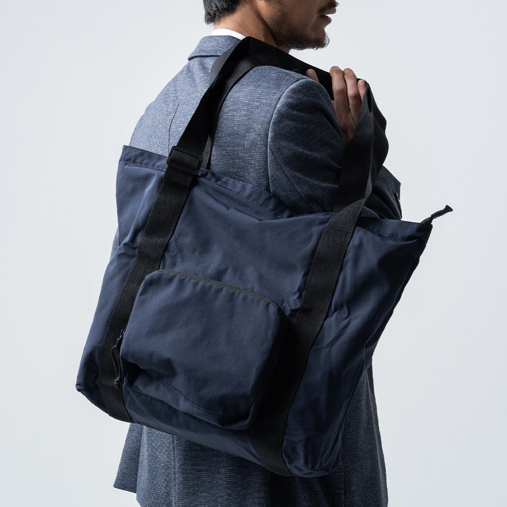 形状記憶ポリエステル使用 撥水 軽量 大容量 折りたたみ トートバッグ