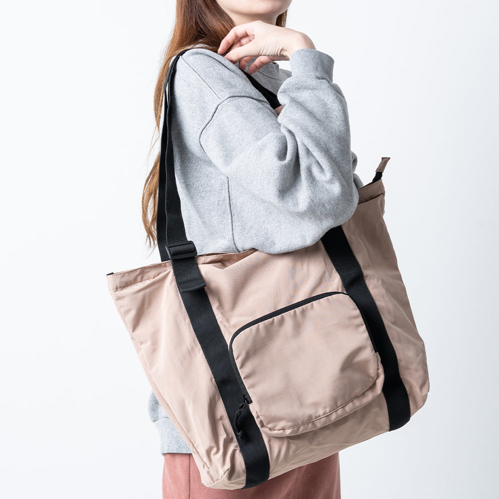 形状記憶ポリエステル使用 撥水 軽量 大容量 折りたたみ トートバッグ