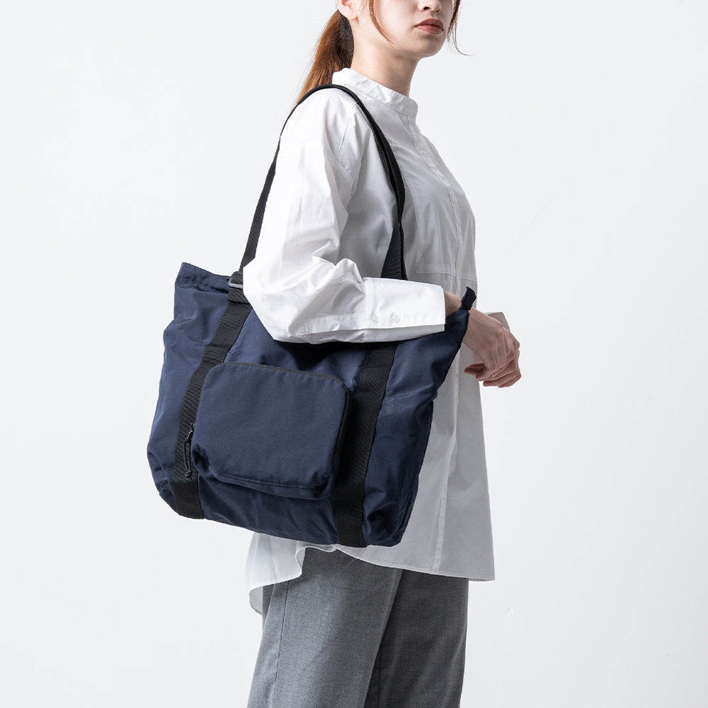 形状記憶ポリエステル使用 撥水 軽量 大容量 折りたたみ トートバッグ