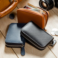 ラウンドファスナー コードバン調/カーボン レザー コインケース