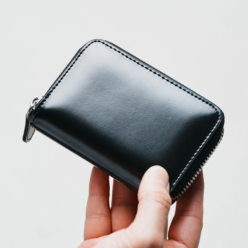 ラウンドファスナー コードバン調/カーボン レザー コインケース