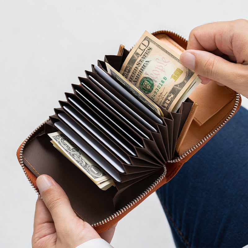 イタリアン/フルグレイン じゃばら式 スキミング防止 コンパクトミニ財布