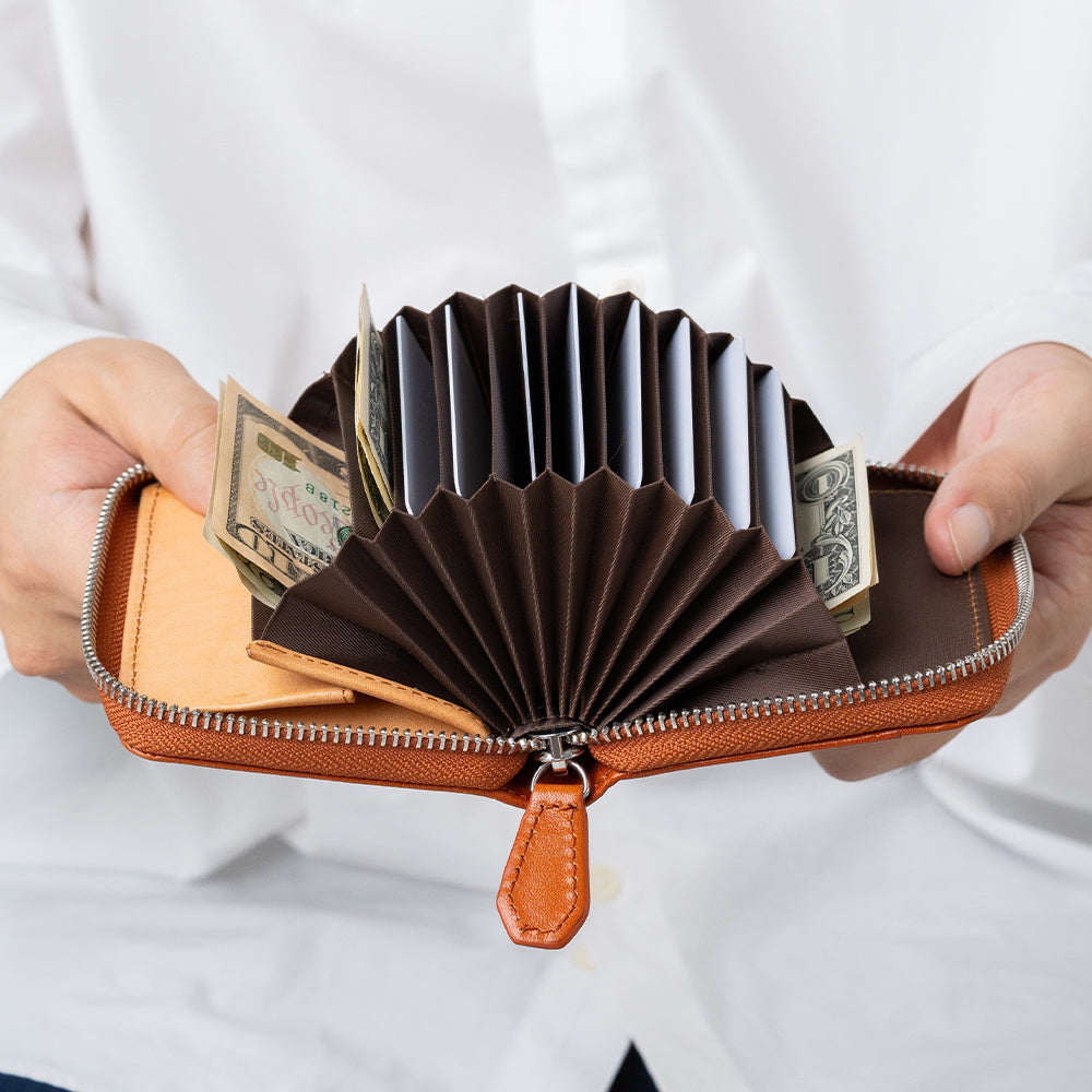 イタリアン/フルグレイン じゃばら式 スキミング防止 コンパクトミニ財布