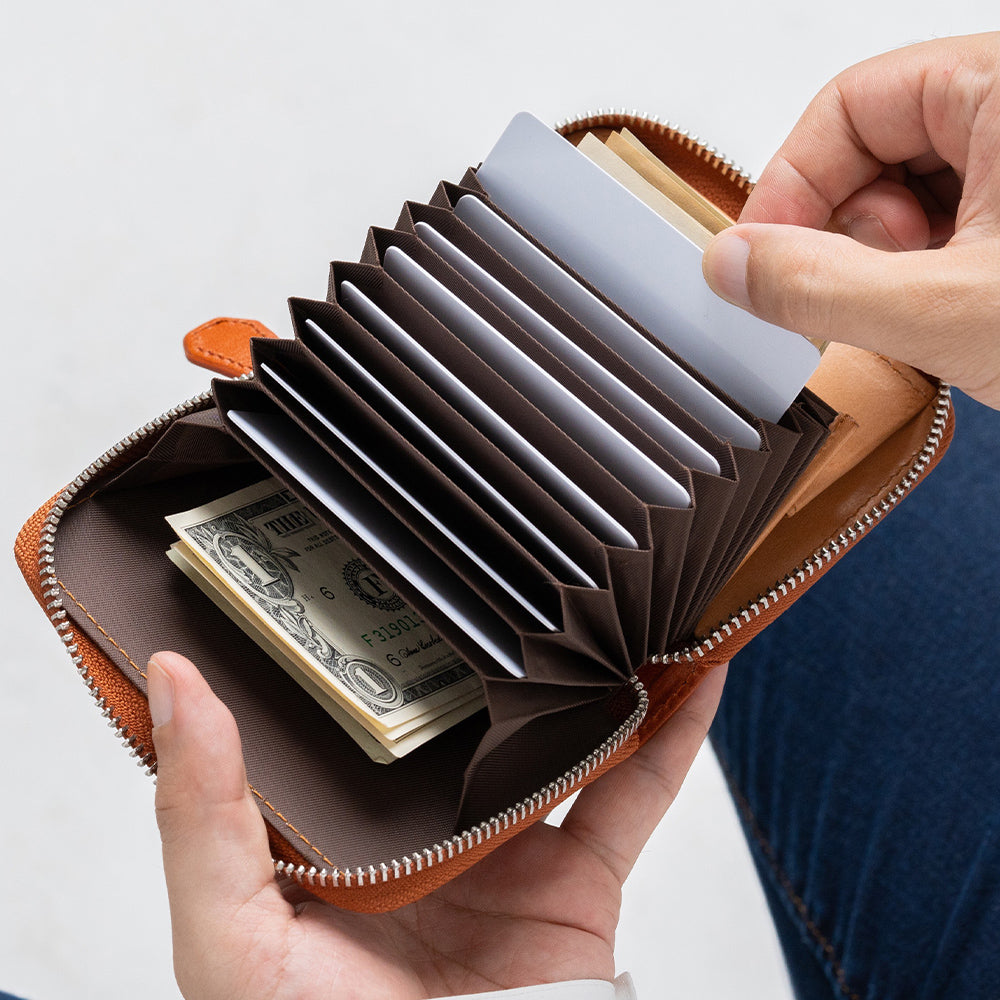 イタリアン/フルグレイン じゃばら式 スキミング防止 コンパクトミニ財布