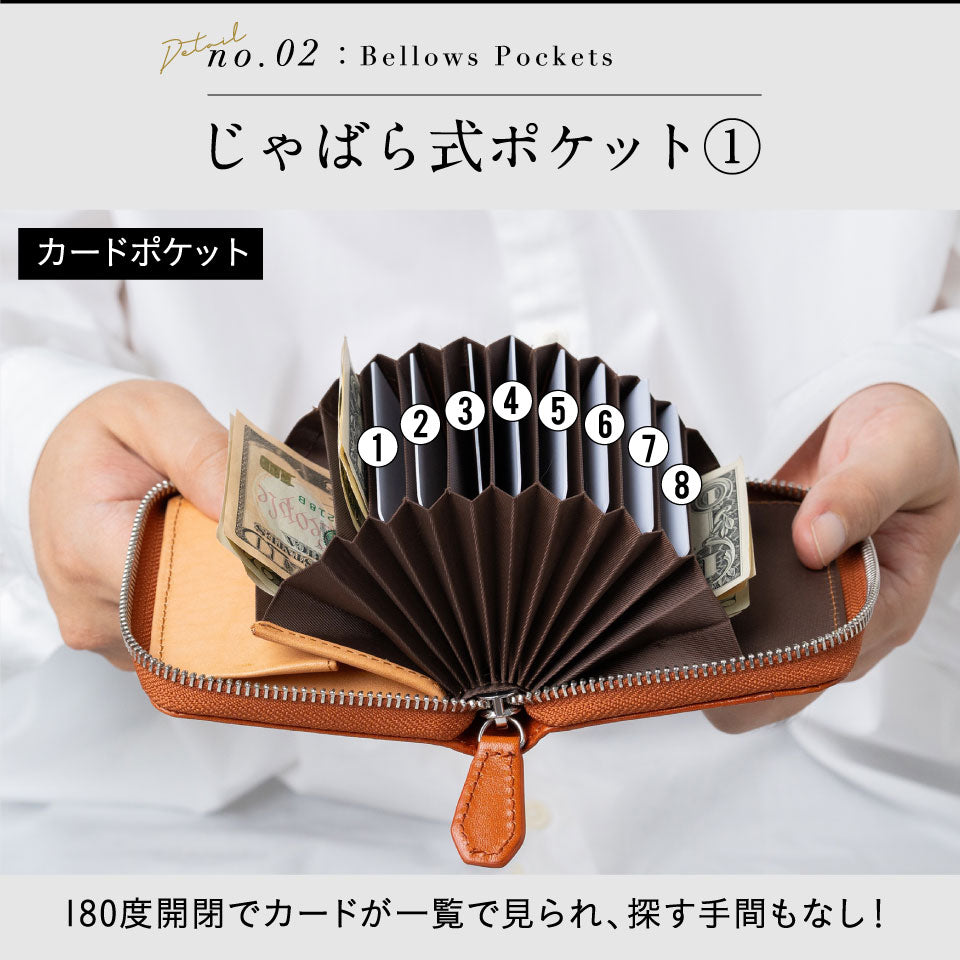 イタリアン/フルグレイン じゃばら式 スキミング防止 コンパクトミニ財布