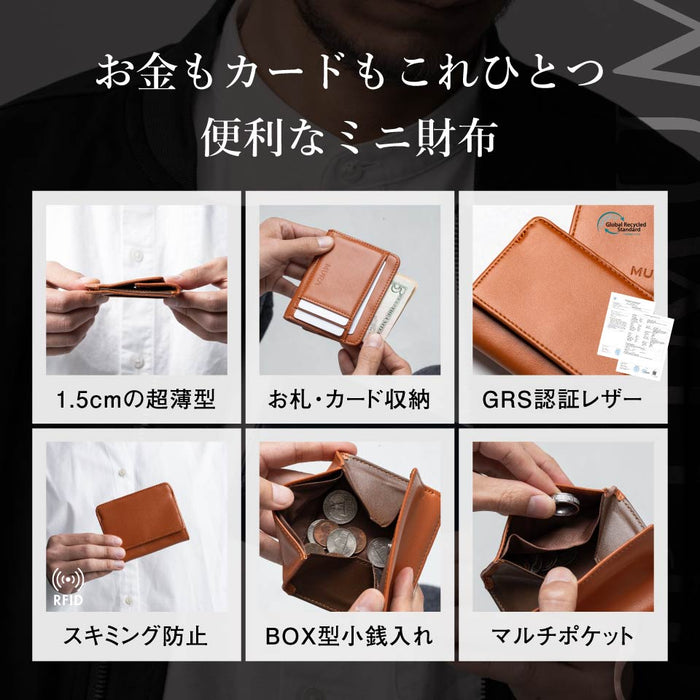 リサイクルPUレザー（合成皮革） 薄型コンパクト スキミング防止 メンズ フラグメントケース