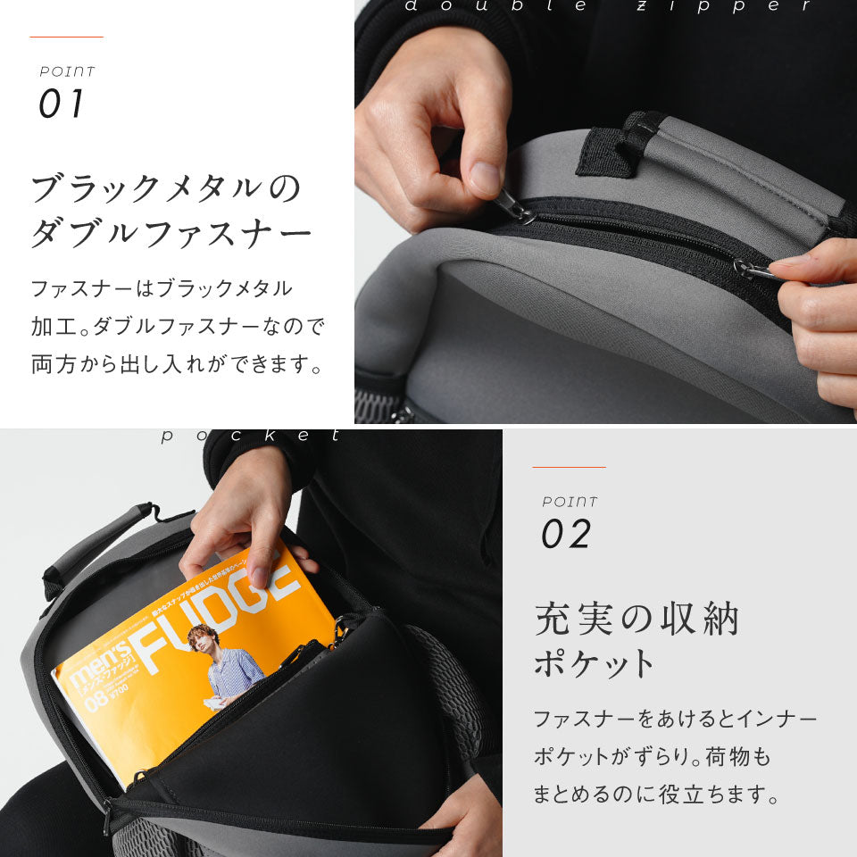 ネオプレン サコッシュ付き ユニセックス リュック POTTY