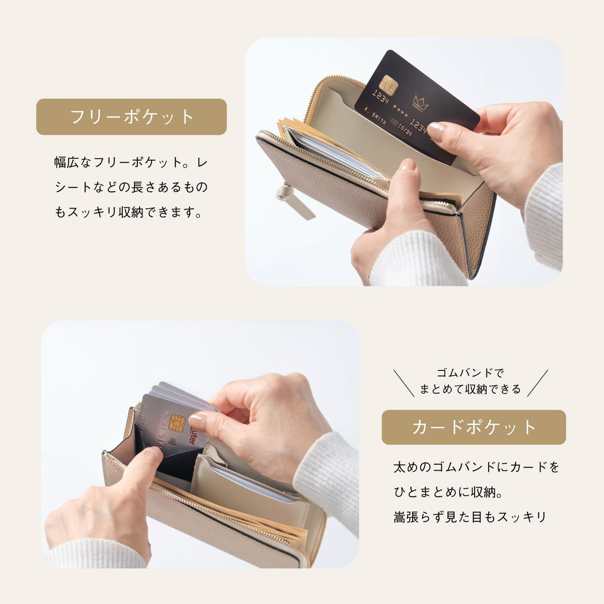 シュリンクレザー シボ革 L字ファスナー 薄型 短い長財布