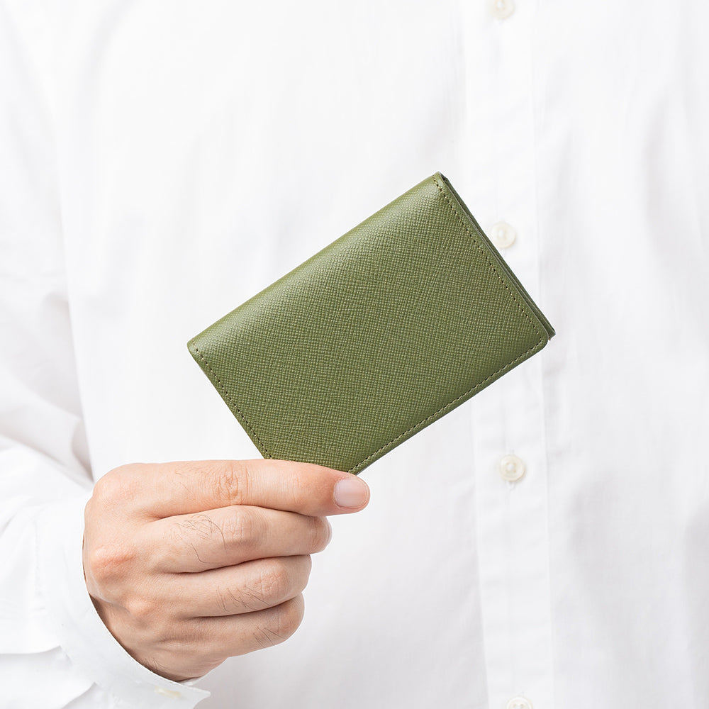 サフィアーノレザー 大容量 スリム名刺入れ