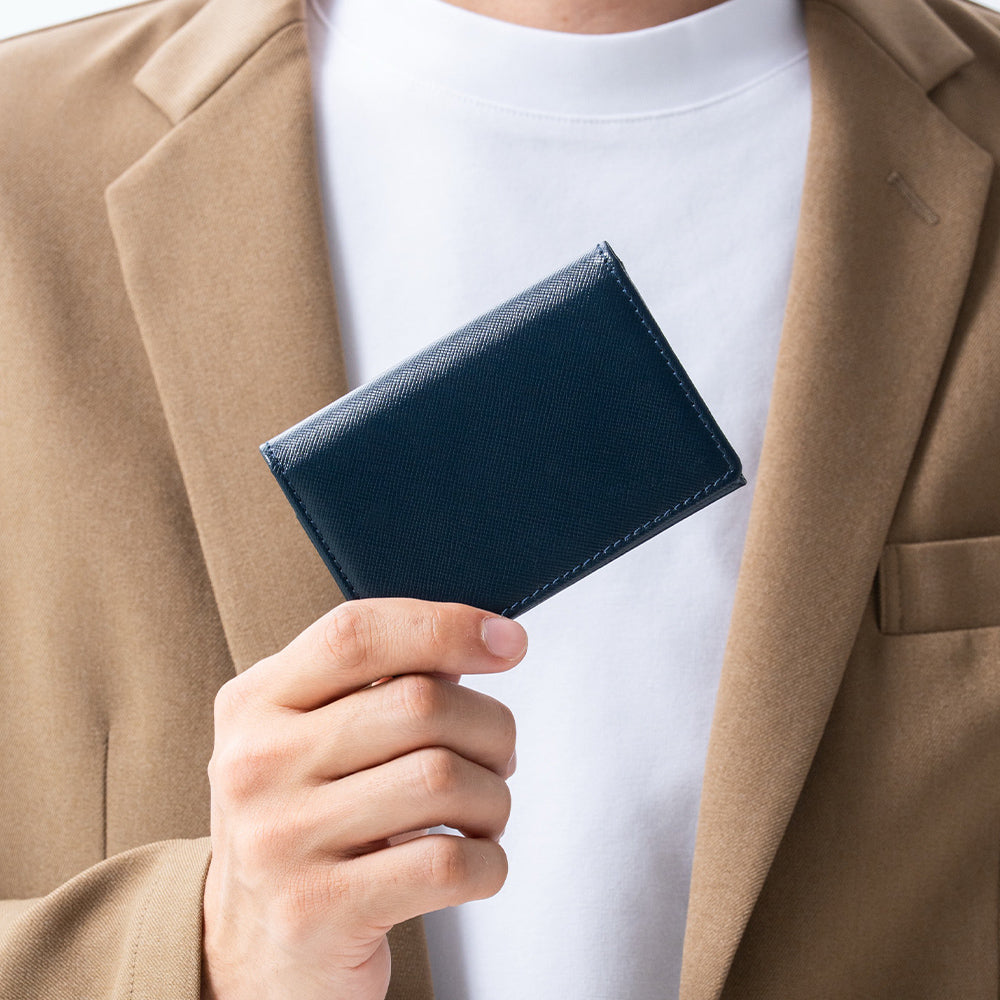 サフィアーノレザー 大容量 スリム名刺入れ