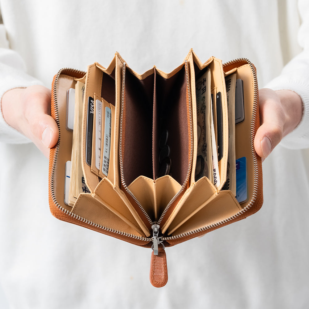 「ゴムが叶える収納革命」RANOVA WORKS（ラノーバ ワークス）ブライドルイタリアンレザー 事業主用 多機能長財布