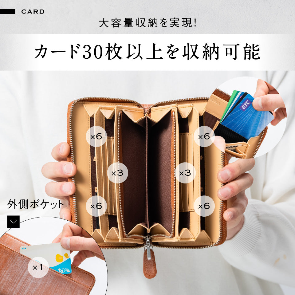 「ゴムが叶える収納革命」RANOVA WORKS（ラノーバ ワークス）ブライドルイタリアンレザー 事業主用 多機能長財布
