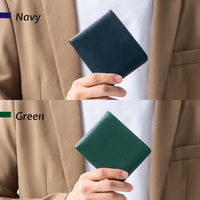 大容量カード収納15枚 牛本革 ボックス型小銭入れ スキミング防止 二つ折り財布