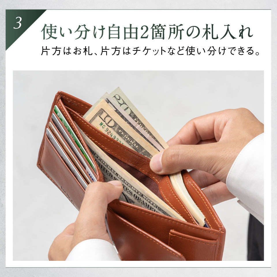 ゴートレザー スキミング防止機能付き 二つ折り財布