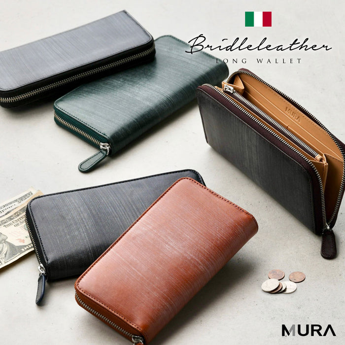 ブライドルイタリアンレザー YKKラウンドファスナー スキミング防止 長財布