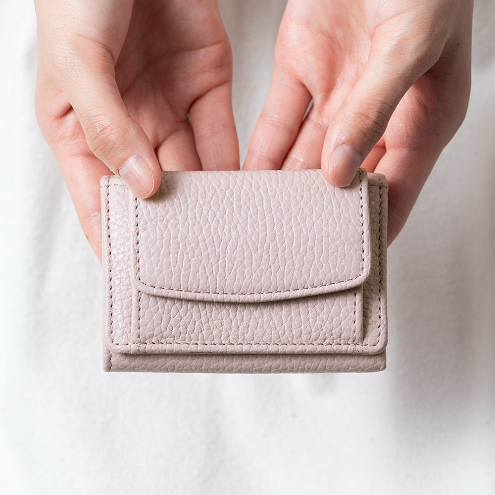 イタリア製シュリンクレザー スキミング防止機能付き ミニ財布 三つ折り財布