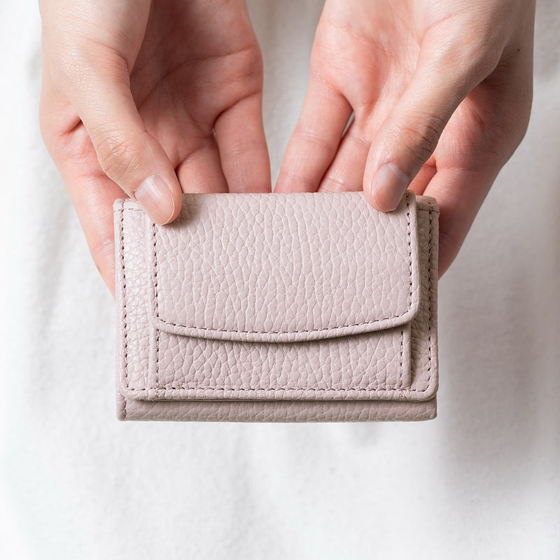 イタリア製シュリンクレザー スキミング防止機能付き ミニ財布 三つ折り財布