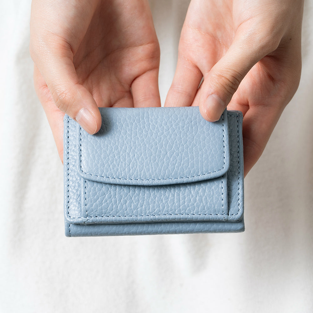 イタリア製シュリンクレザー スキミング防止機能付き ミニ財布 三つ折り財布