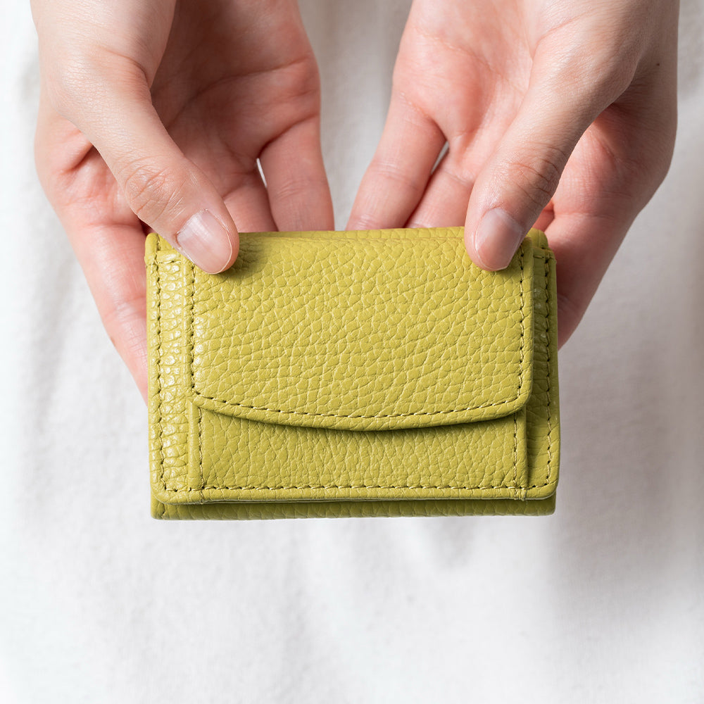 イタリア製シュリンクレザー スキミング防止機能付き ミニ財布 三つ折り財布