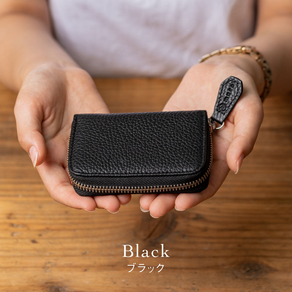 イタリア製シュリンクレザー スキミング防止機能付 じゃばら コンパクト カードケース