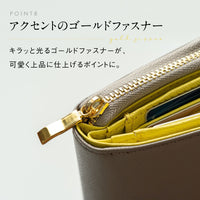 ツートンカラー サフィアーノ&ゴートレザー スキミング防止機能付き ラウンドファスナー 二つ折り財布