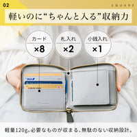 ラウンドファスナー ゴートレザー スキミング防止機能付き スクエア 二つ折り財布