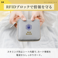 ラウンドファスナー ゴートレザー スキミング防止機能付き スクエア 二つ折り財布