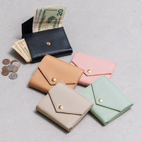 ゴートシュリンクレザー スキミング防止 スナップボタン 二つ折り財布