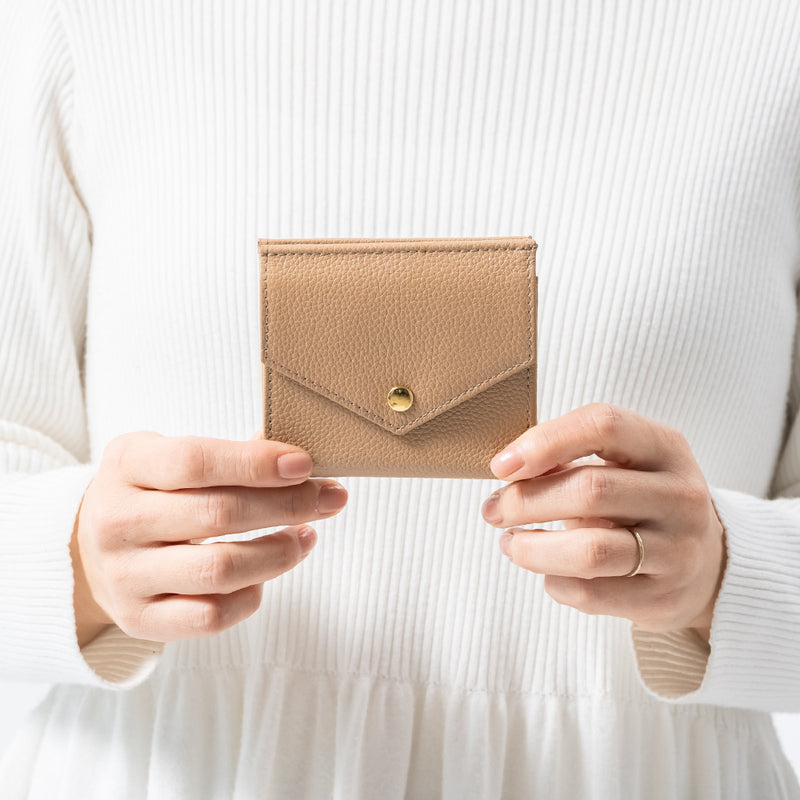 ゴートシュリンクレザー スキミング防止 スナップボタン 二つ折り財布