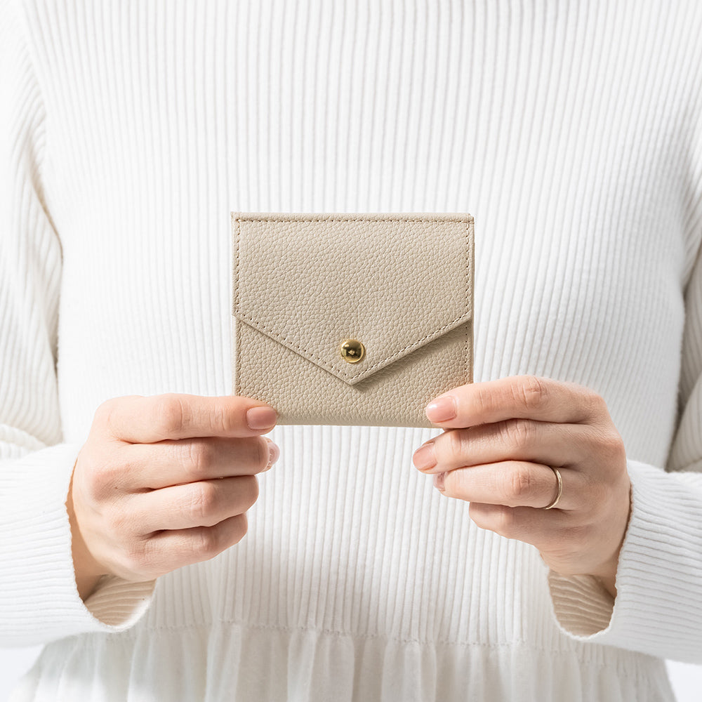 ゴートシュリンクレザー スキミング防止 スナップボタン 二つ折り財布