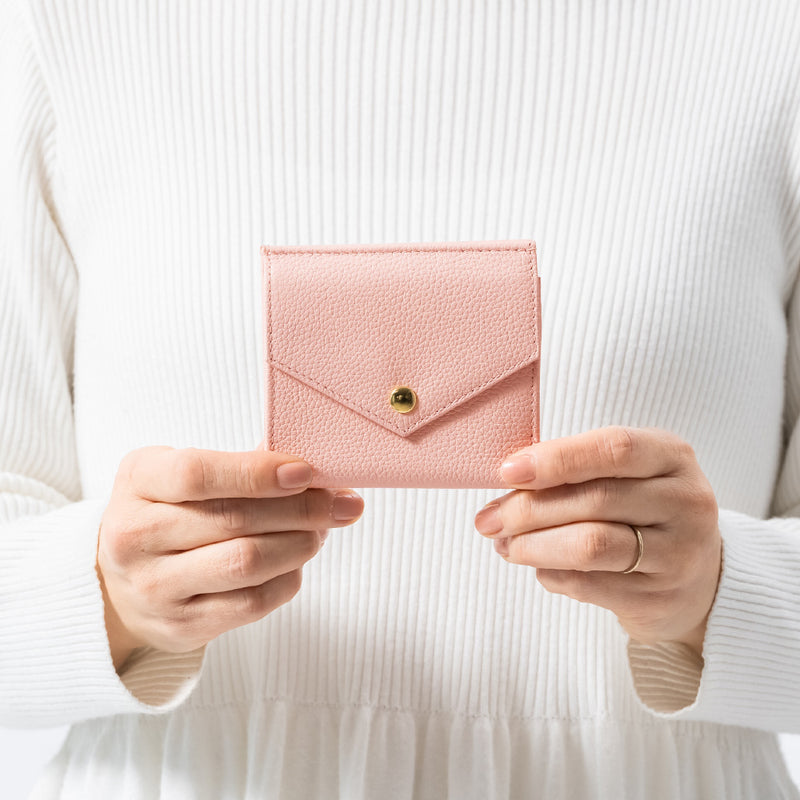 ゴートシュリンクレザー スキミング防止 スナップボタン 二つ折り財布