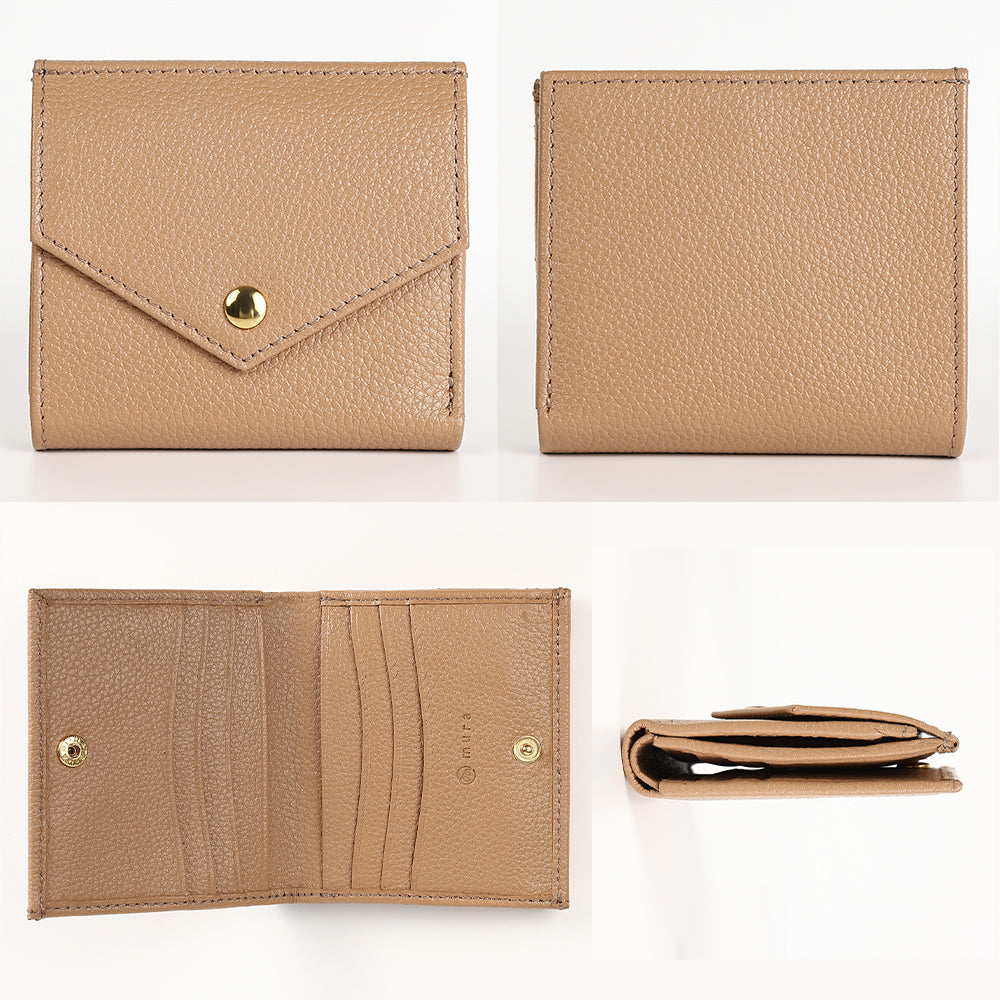 ゴートシュリンクレザー スキミング防止 スナップボタン 二つ折り財布