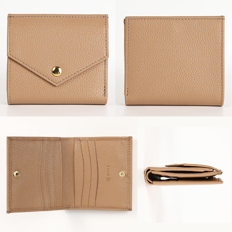 ゴートシュリンクレザー スキミング防止 スナップボタン 二つ折り財布
