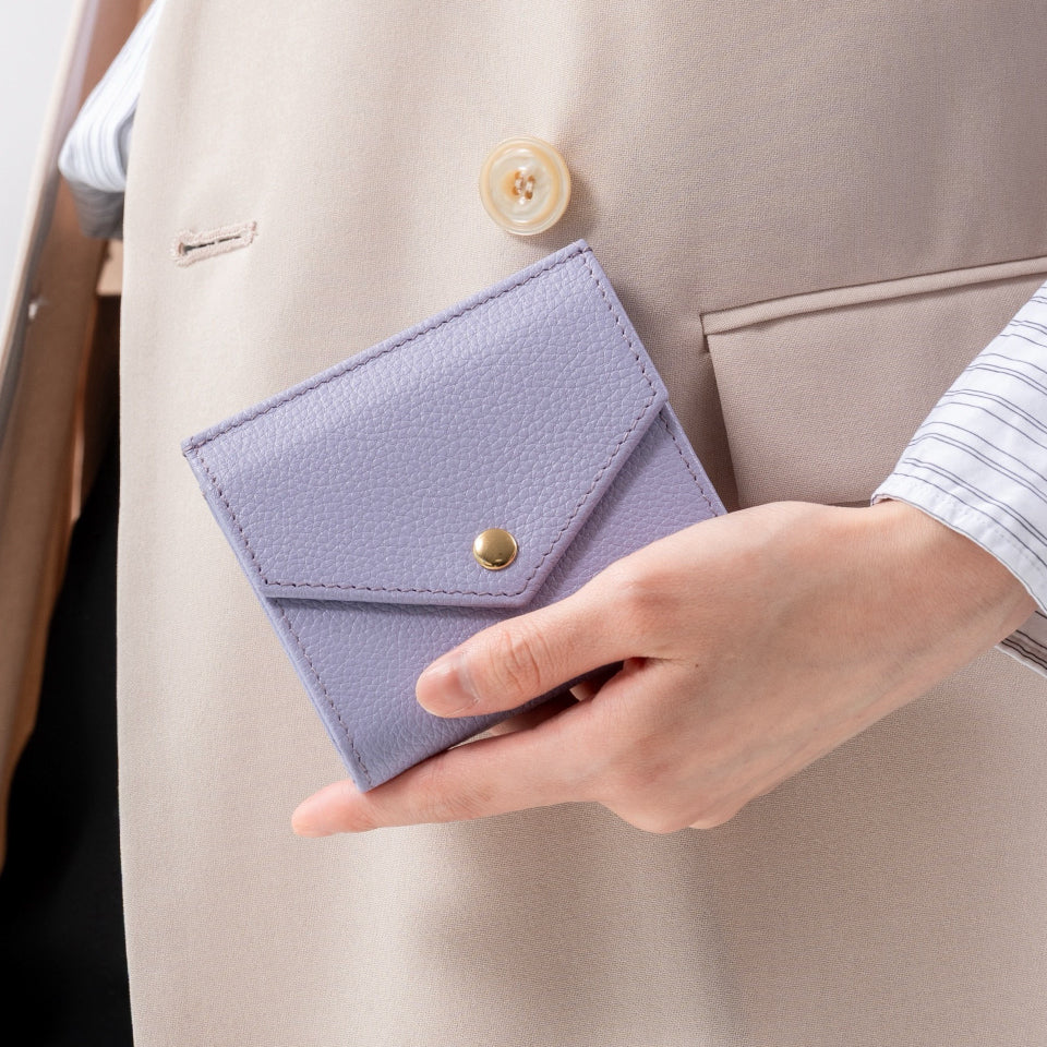 ゴートシュリンクレザー スキミング防止 スナップボタン 二つ折り財布