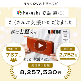 「ゴムが叶える収納革命」RANOVA SQUARE（ラノーバ スクエア）イタリアンレザー 薄型ミニ長財