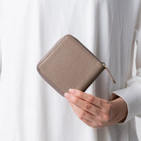 イタリアンレザー スキミング防止 スクエア ラウンドファスナー二つ折り財布