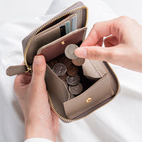 イタリアンレザー スキミング防止 スクエア ラウンドファスナー二つ折り財布