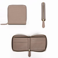 イタリアンレザー スキミング防止 スクエア ラウンドファスナー二つ折り財布