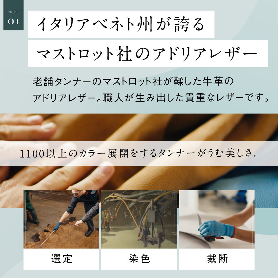 イタリアンレザー スキミング防止 スクエア ラウンドファスナー二つ折り財布
