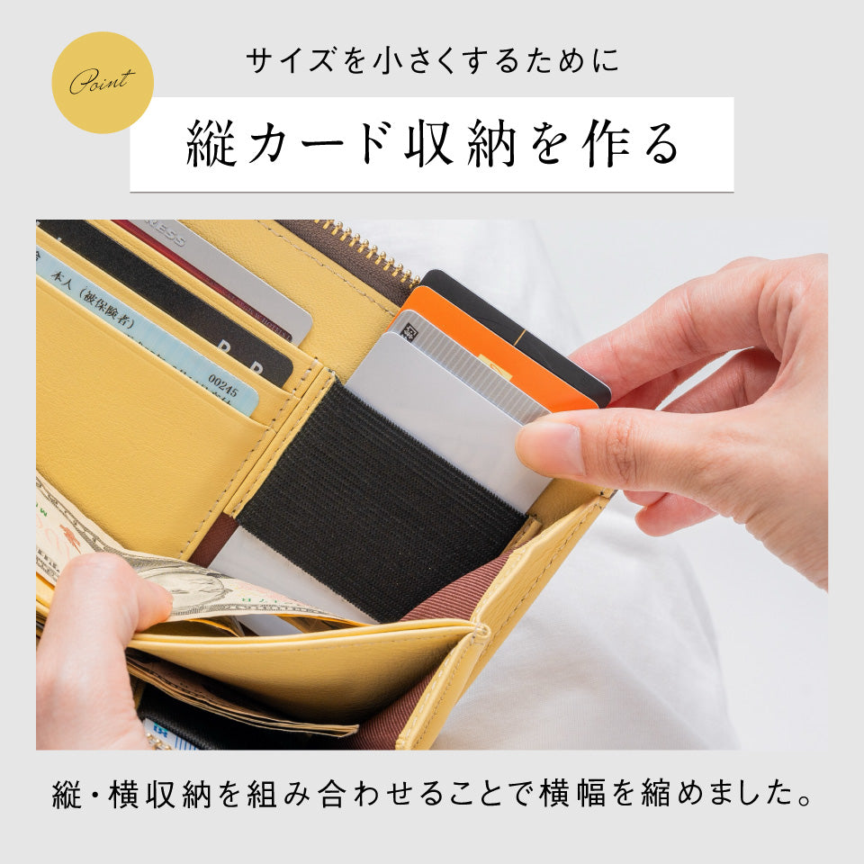 「ゴムが叶える収納革命」RANOVA W（ラノーバ W）イタリアンレザー 薄型ミニ長財