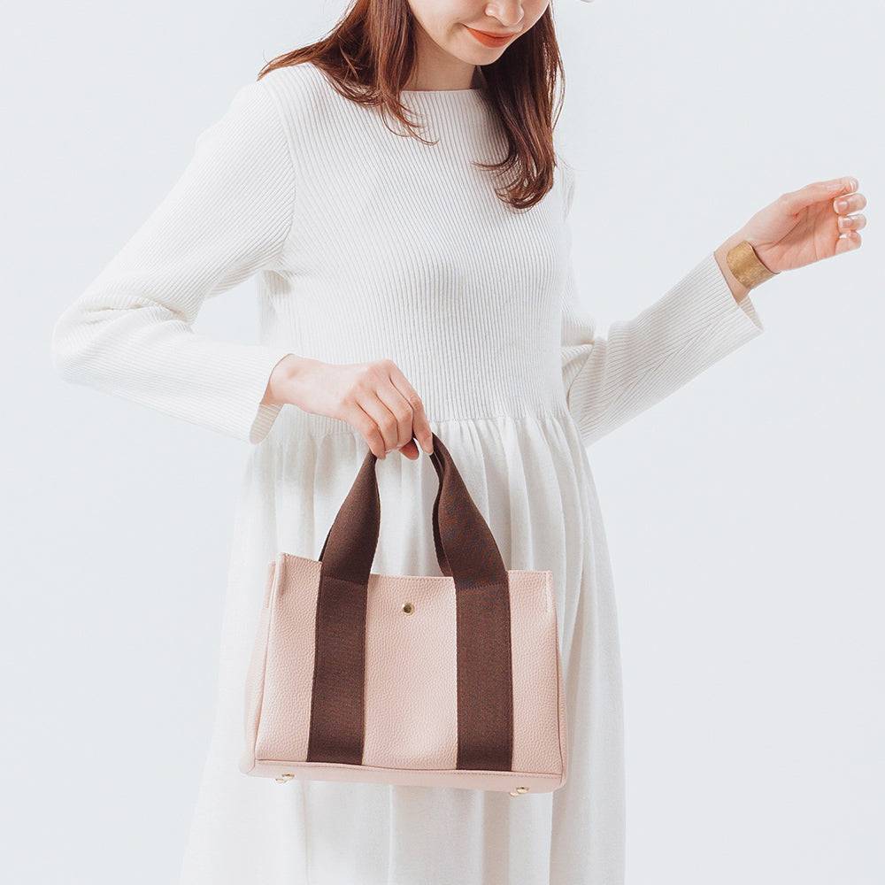 PVC(合成皮革) ショルダーベルト付き マグネット式 ミニ トートショルダー