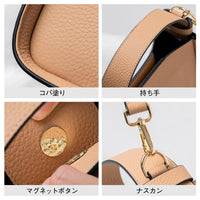 シュリンクレザー ショルダーベルト付き コバ塗バッグ